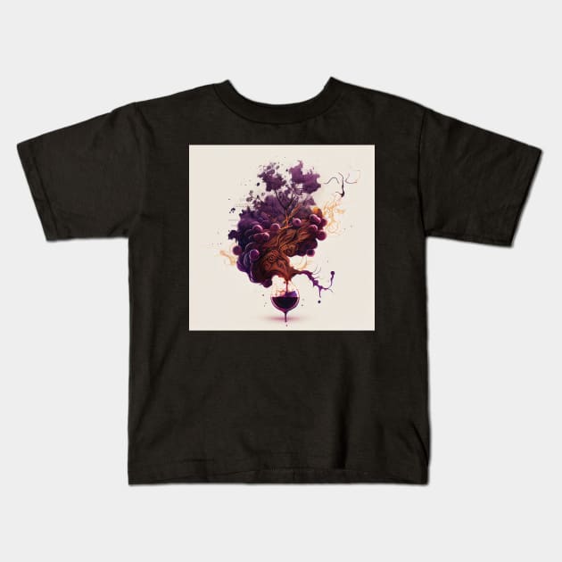 Wine on the Mind 1 Kids T-Shirt by Focused Instability